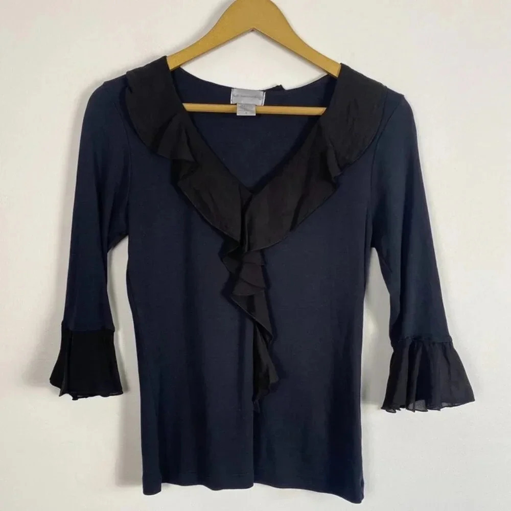 Soft Surroundings Black Ruffle Top